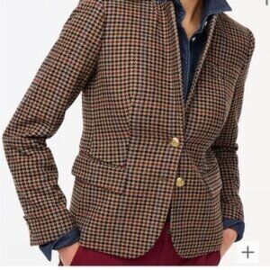 J Crew Factory Wool Lined Schoolboy Blazer Houndstooth 8 Petite